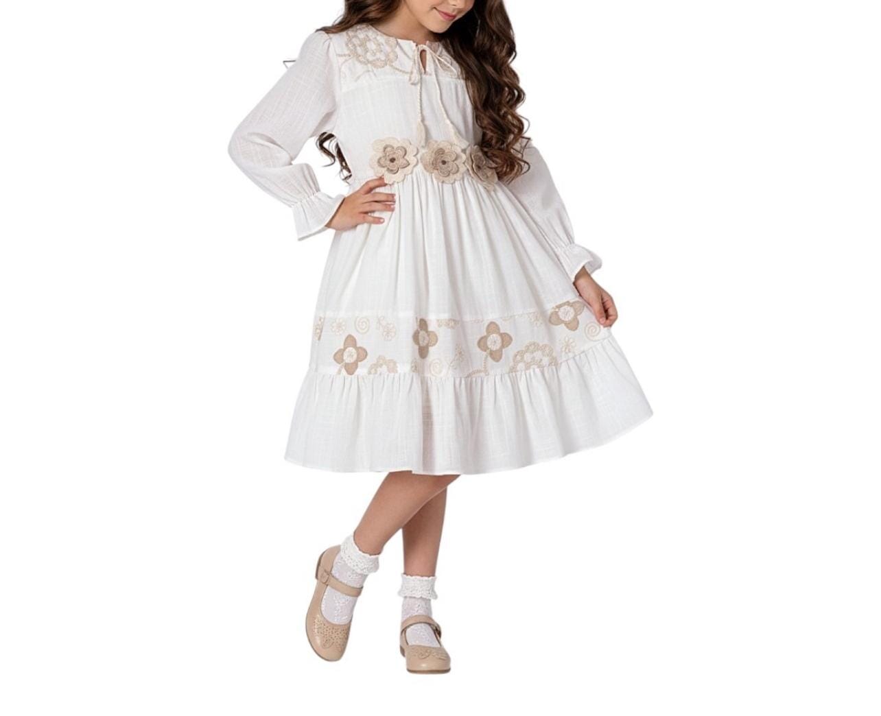 Cotton Embroidered White Girls Dress (6-13Yrs) girls dress Tivido 