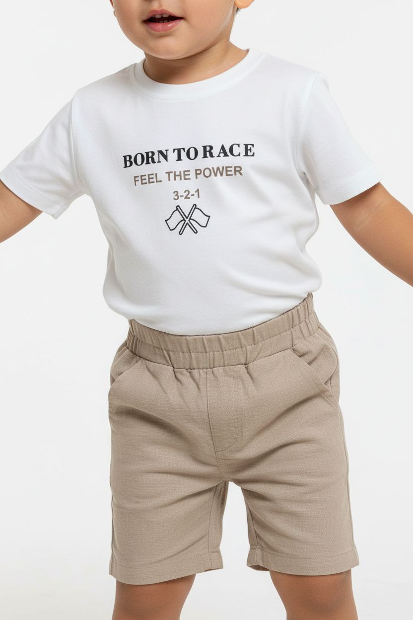 Boys' Racing Adventure 3-Piece Set (2-5 Years) - White & Beige SANI 