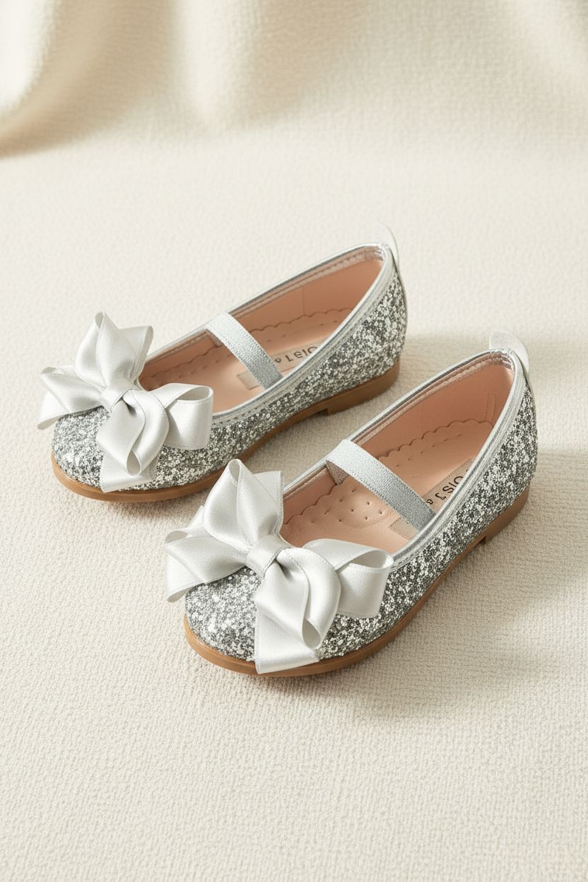 Sparkle Princess Bow Shoes - Silver SHOES Mia&Lui 
