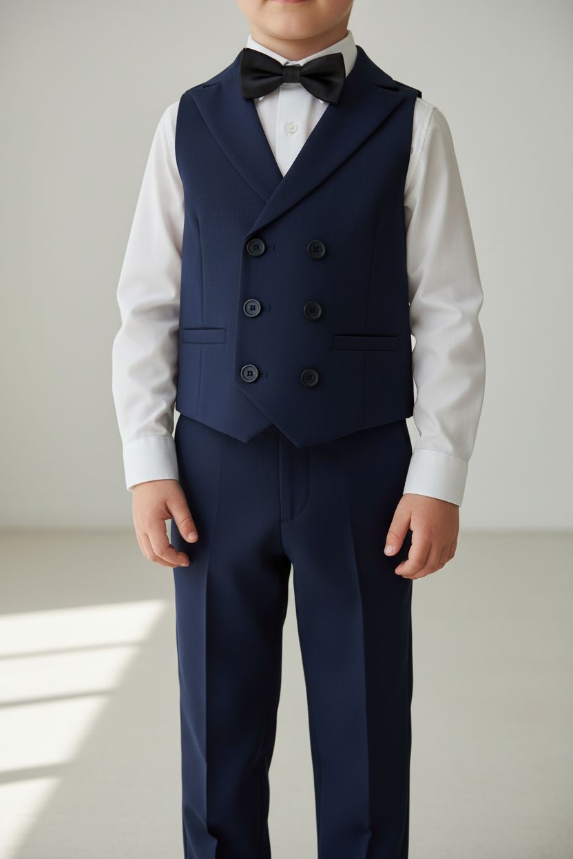 4-Piece Black and White Shirt Bow Tie Vest and Trousers Set (2-6 Yrs) Boys wear Terry 