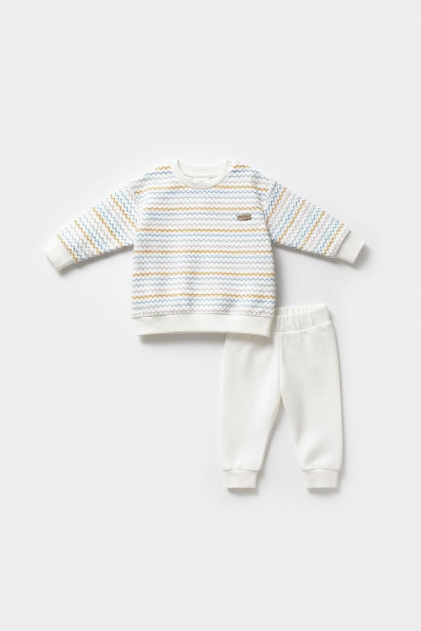 Baby Boy White Zigzag Cotton Set Not specified 