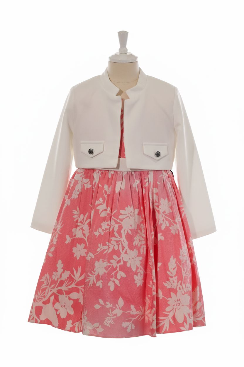 Girls Two-Piece Occasion Outfit - Coral | Ages 2-7 DRESS Himms 