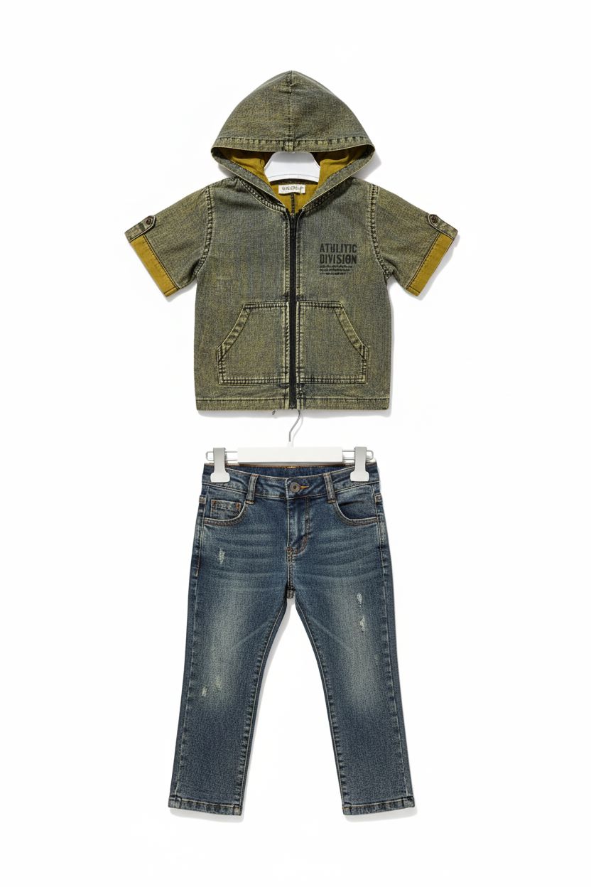Boys' Denim Hoodie and Jeans Set (1-4 Years) General DOMAKIN 