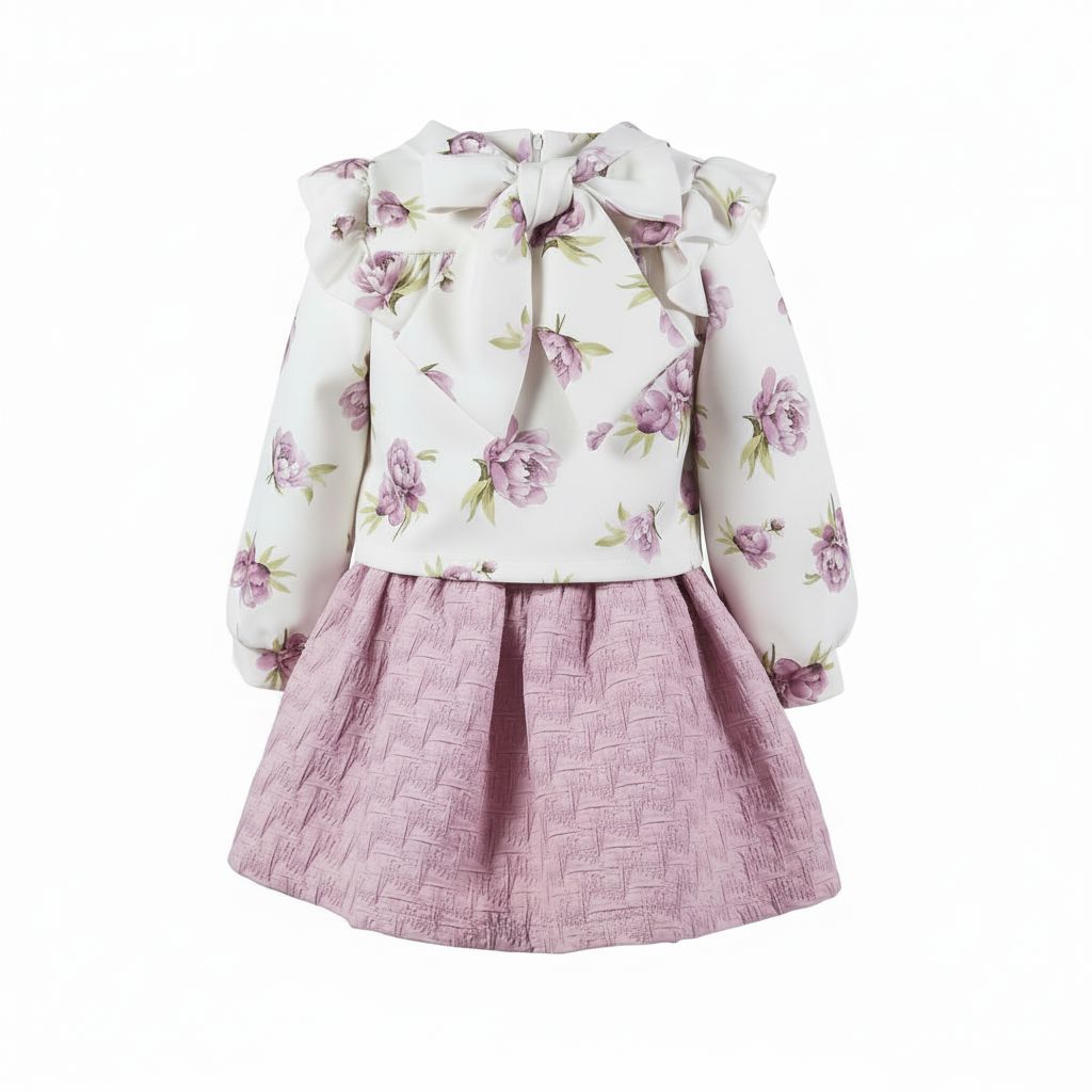 Floral Bow Top and Skirt Set (1-4 Years) girls outfit My Liz 