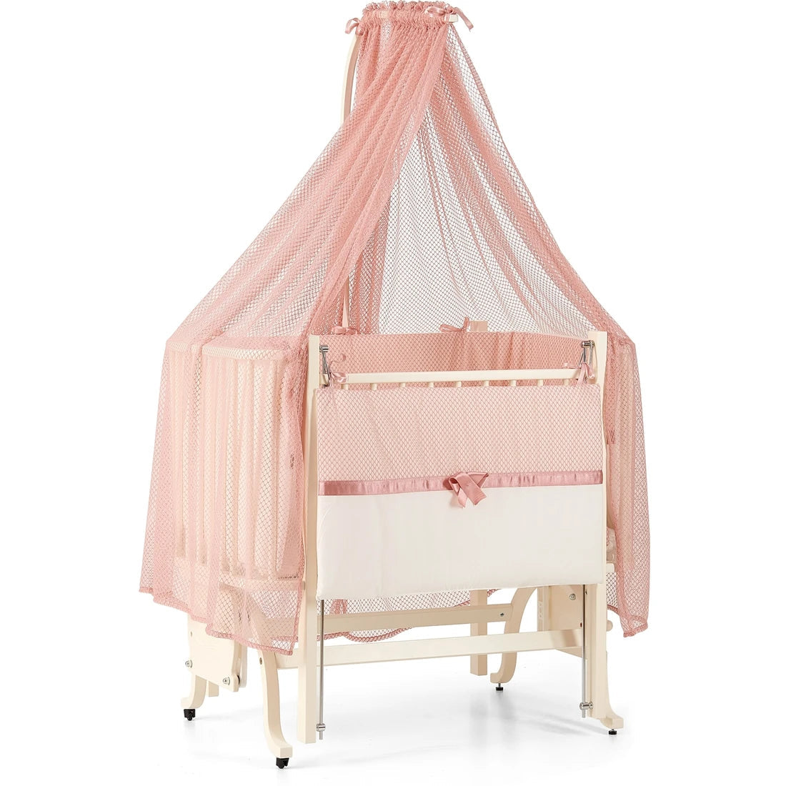 Royal Cream Mood Pink Textile Mum-side Cot till 12 months Baby Crib Meltem Smart 