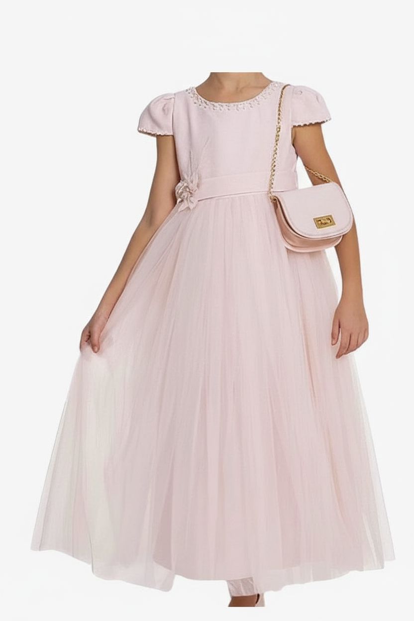 Dusty Pink Tulle Ruffle Dress with Matching Accessories Girls Wear Pink Girls 