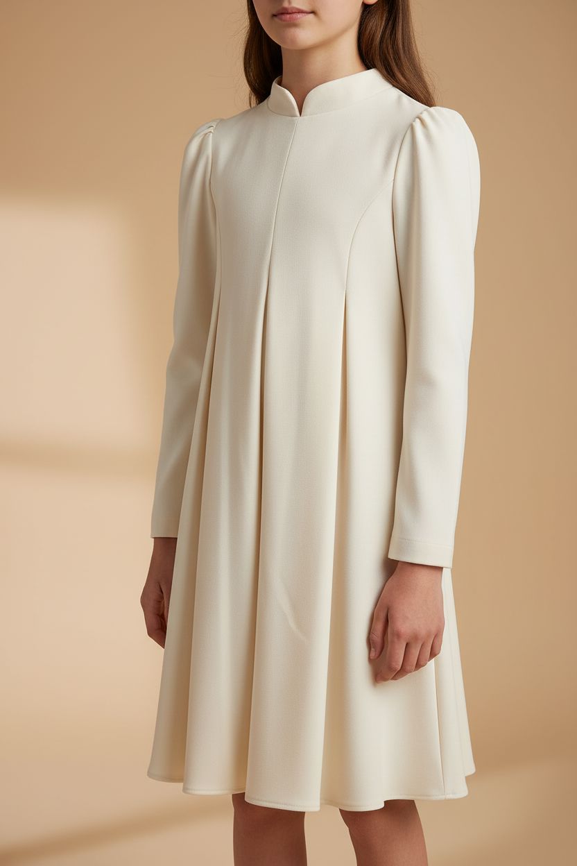 Elegant Cream Puff Sleeve Dress (8-13 Years) Girls Wear Himms 