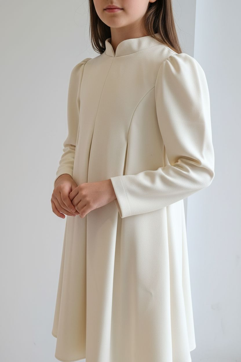 Elegant Cream Puff Sleeve Dress (8-13 Years) Girls Wear Himms 