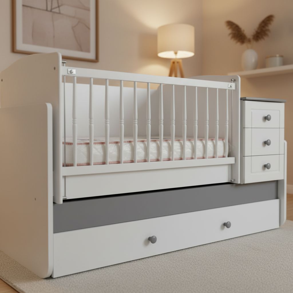 Carino Grey Convertible Cradle & Bed | MeltemKids | 0–12 Years General MELTEM SMART 
