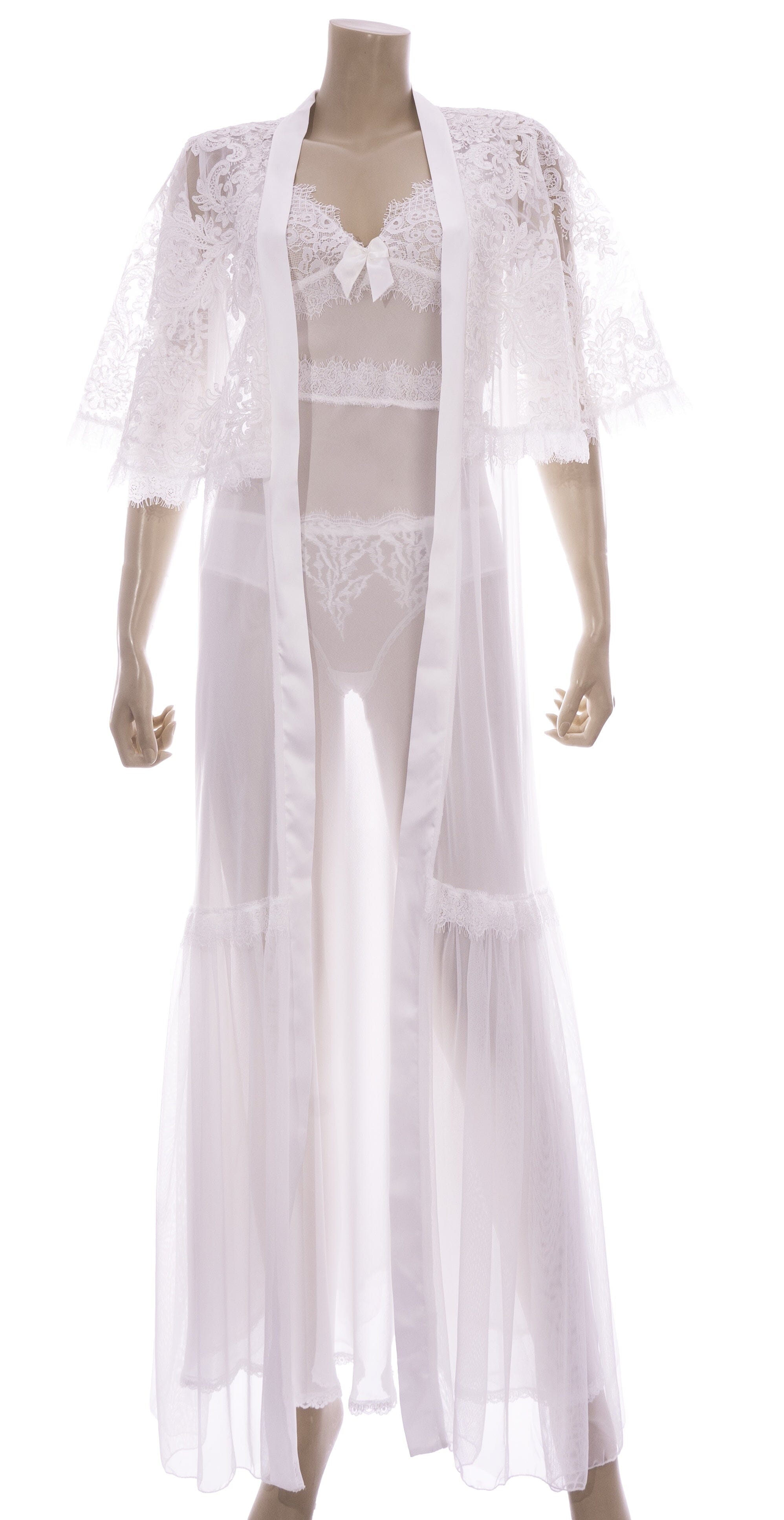Short Sleeve Lace Bridal Robe Nighty Dressing Gown Dress Coco Box 