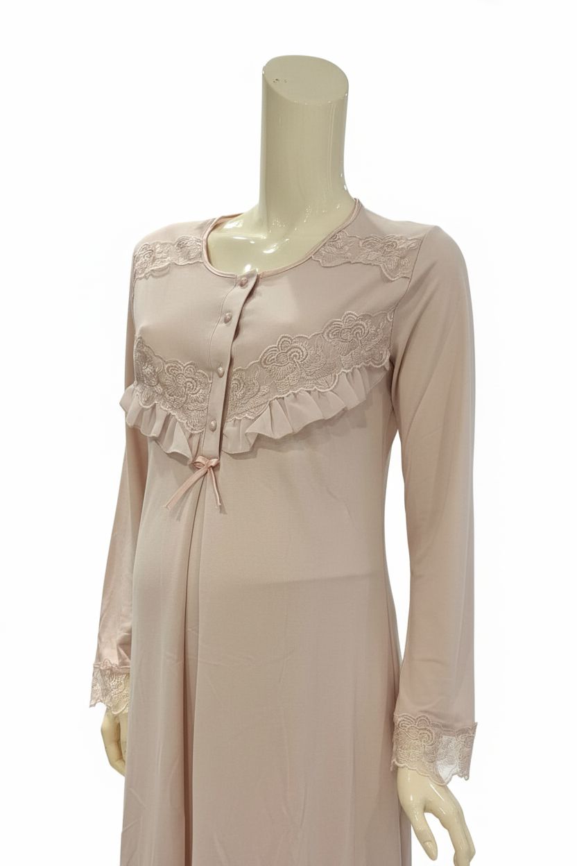 Ruffled Maternity & Nursing Nightdress - Blush Pink maternity sleepwear Xses 