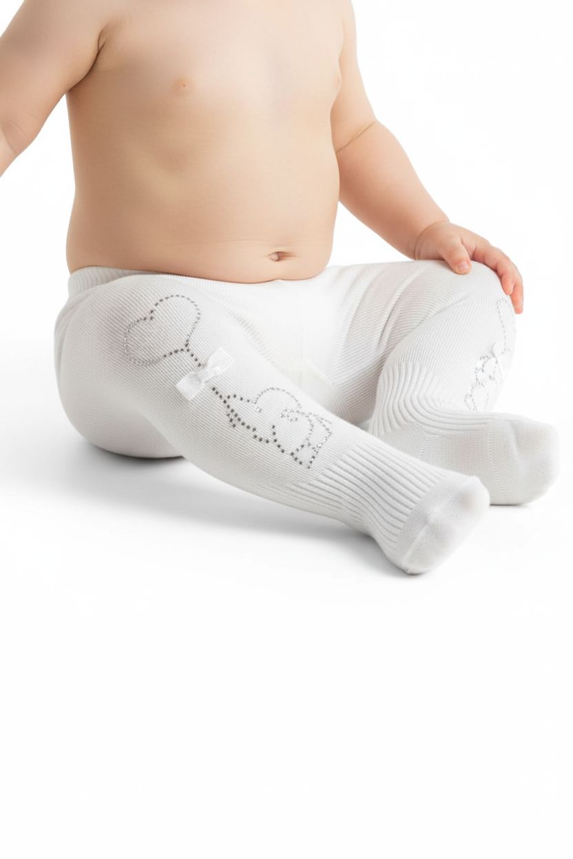 Charming Baby Tights with Rhinestone Heart Design Socks KATAMİNO 
