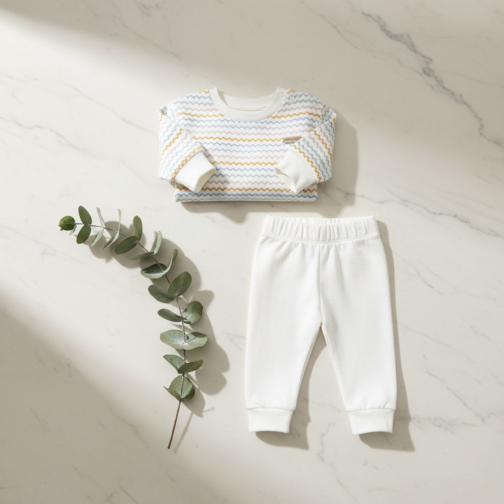 Baby Boy White Zigzag Cotton Set Not specified 