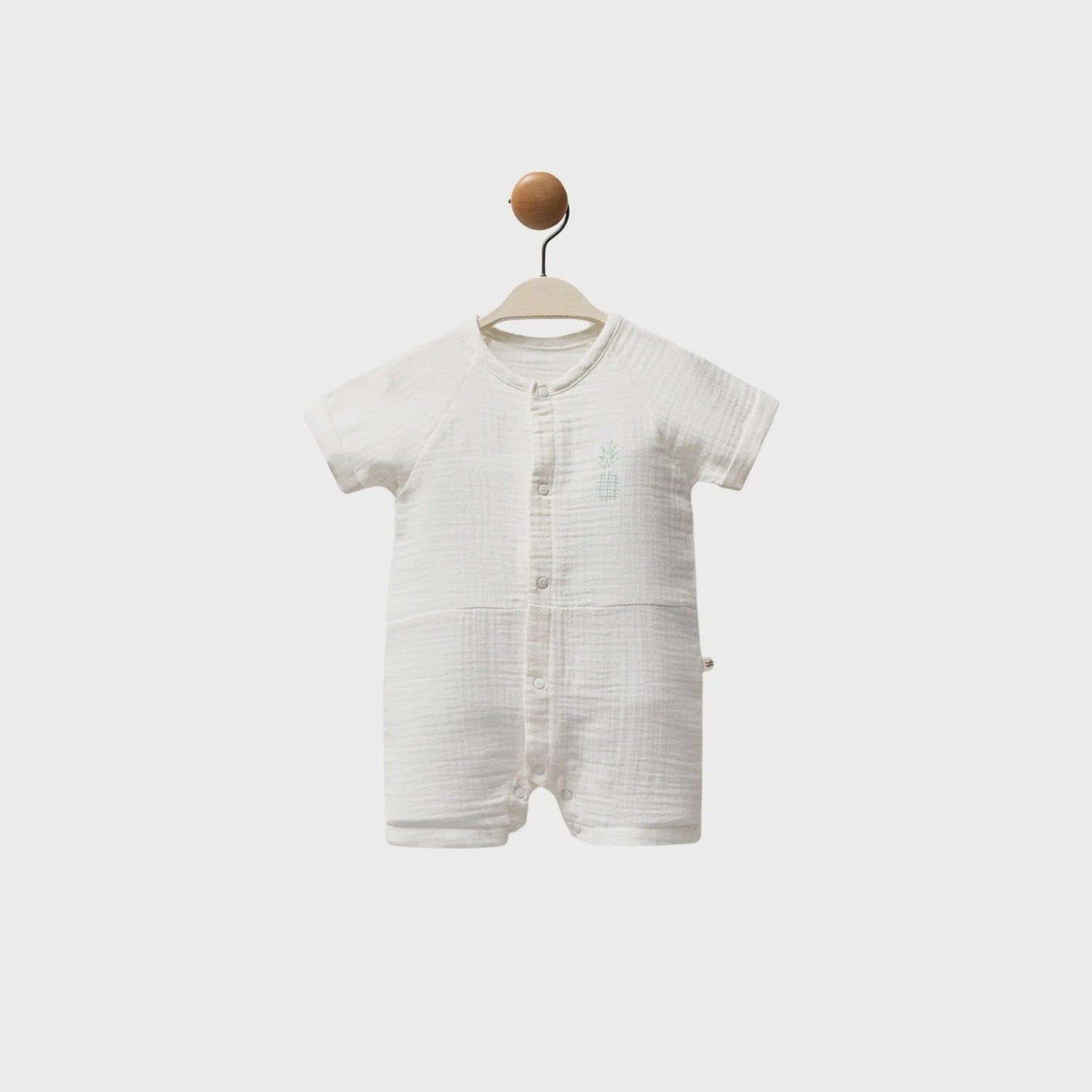 Ecru Muslin Baby Romper with Snap Closure Baby Romper Moi Noi 