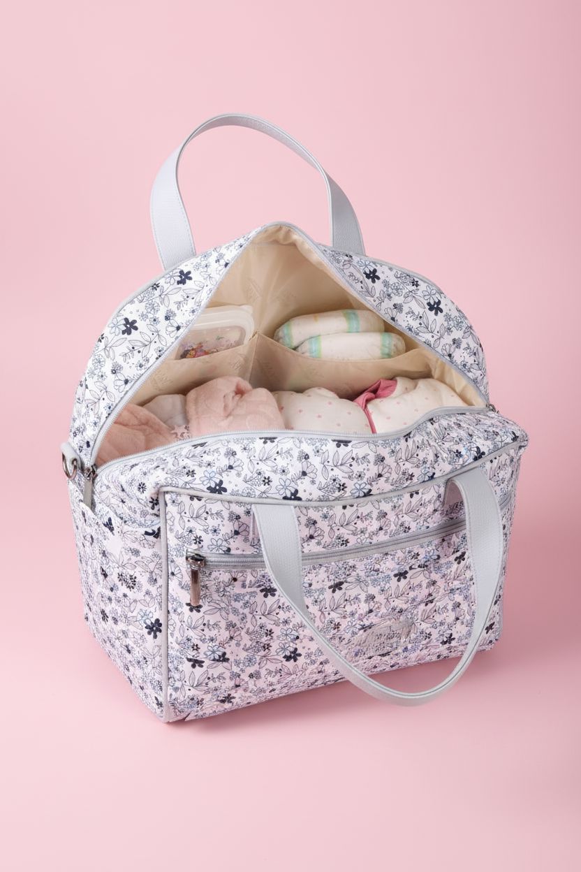 Candy Leather Diaper Bag - Single Handle Baby Care Bag - Pink M&Y 
