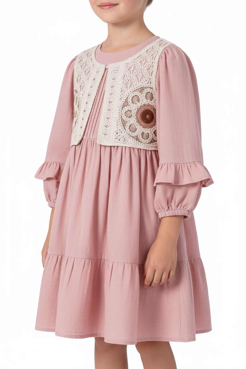 Cotton Embroidered Pink Girls Dress (6-13Yrs) girls dress Tivido 
