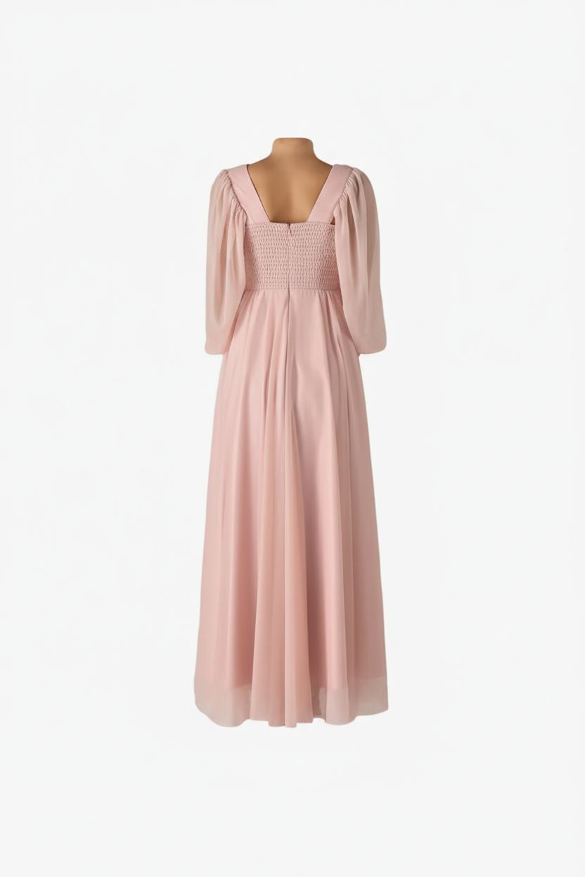 Pink Pleated Bodice Maxi Dress with Flowing Skirt for Teens Teens party Dress MISS HELIN'A 