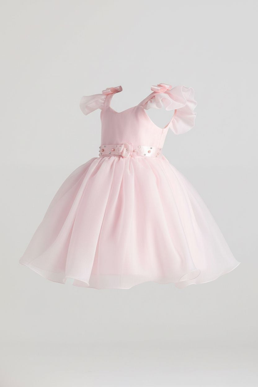 Pink Ruffle Sleeve Party Dress (2-5yrs) Party Dress Helenakids 