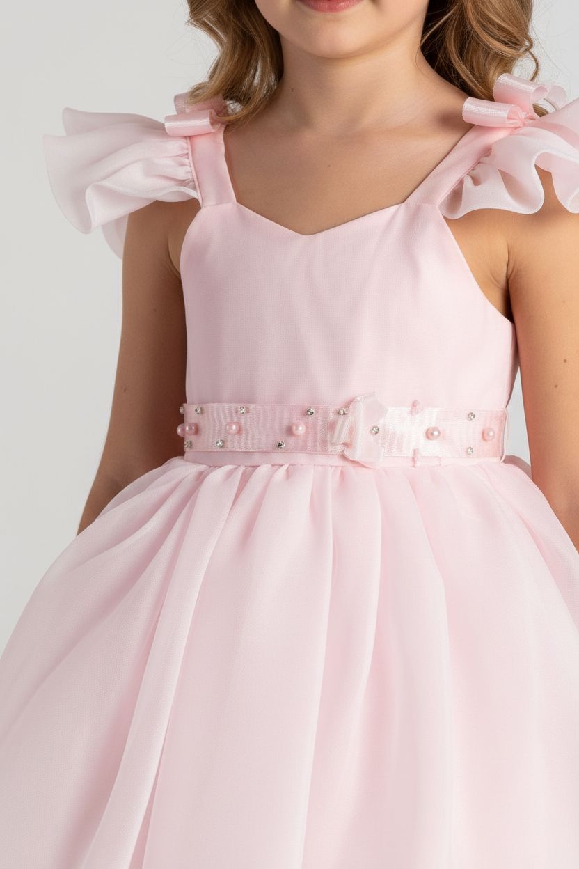 Pink Ruffle Sleeve Party Dress (2-5yrs) Party Dress Helenakids 