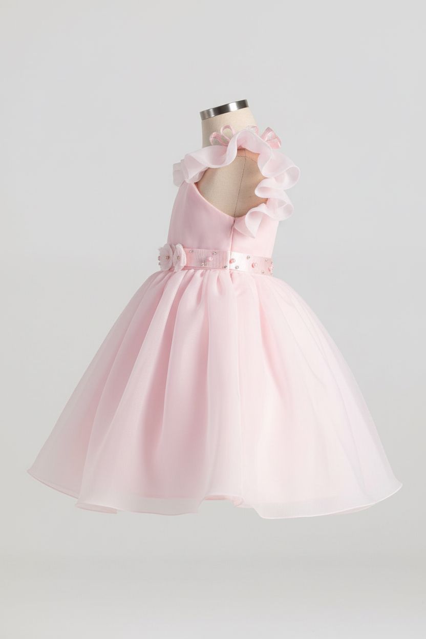 Pink Ruffle Sleeve Party Dress (2-5yrs) Party Dress Helenakids 