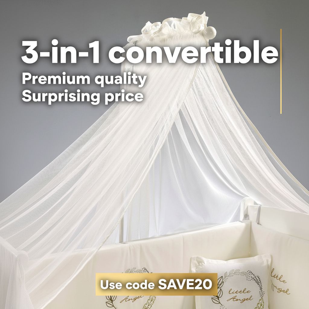 Meltem Smart Mia 3-in-1 Convertible White Wooden Crib with Off-White Bedding furniture Meltem Smart 