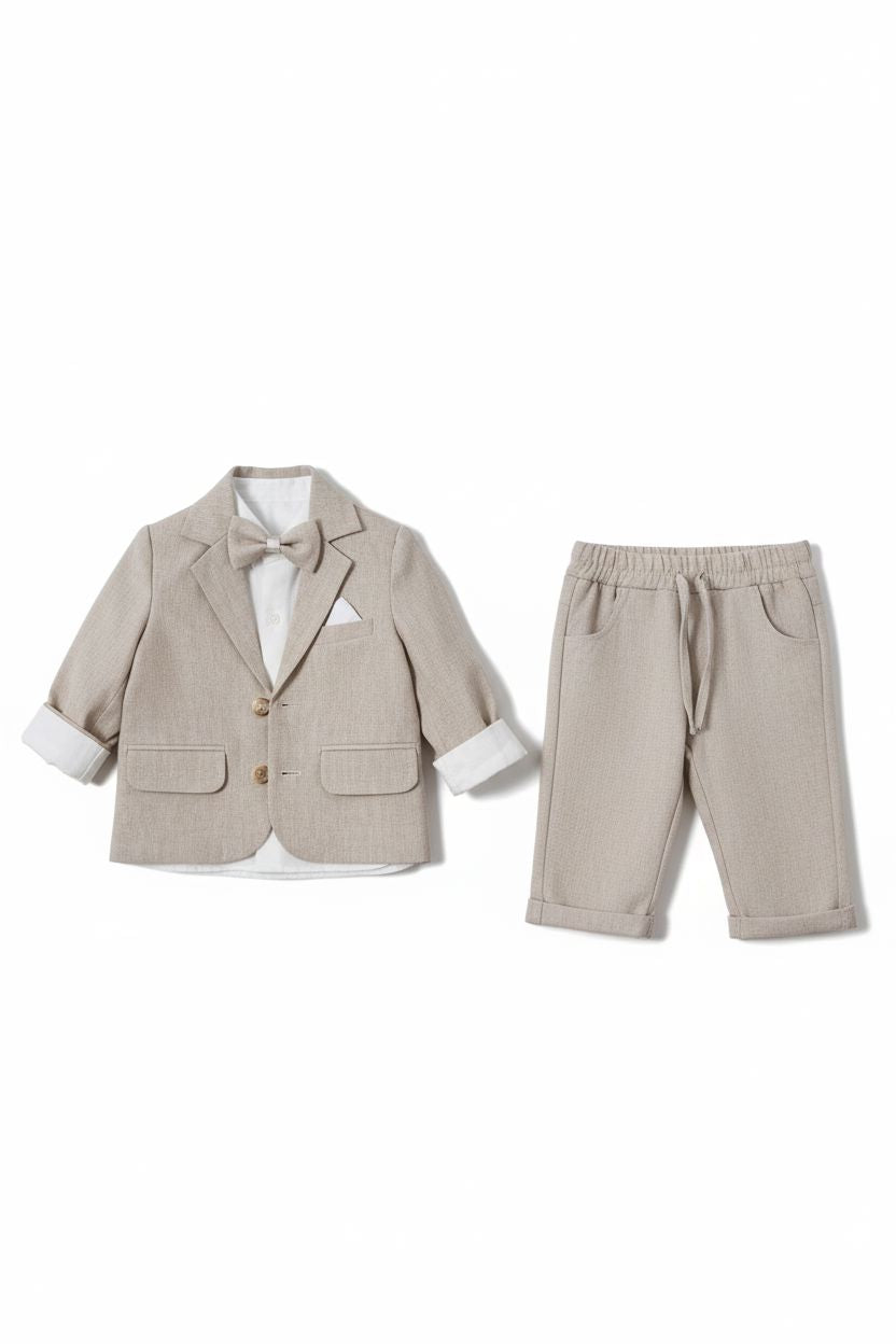 Baby Boy Beige Linen Blazer Set baby boy outfit concept kids 
