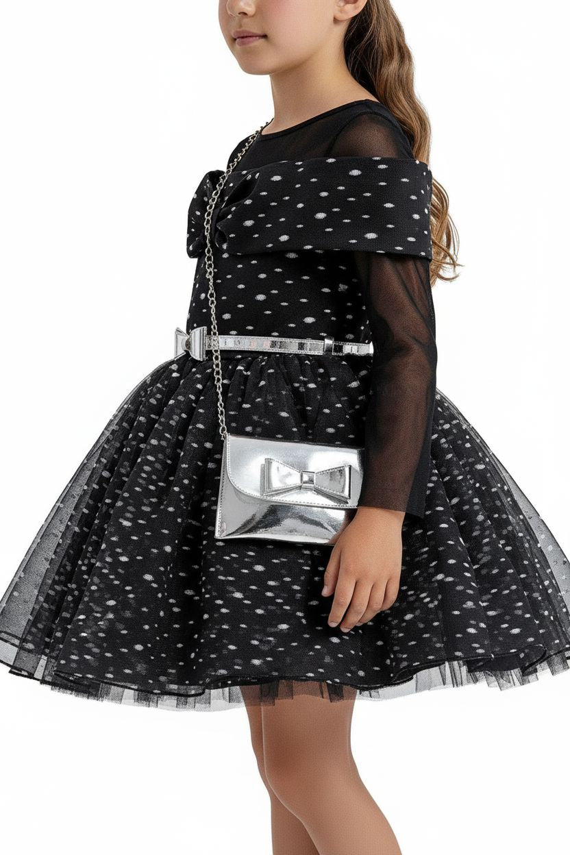 Black Polka Dot Mesh Dress (3-7yrs) DRESS Pamina Princess 