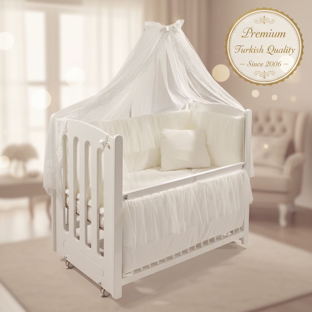 MeltemKids Mia Co-Sleeper Wooden Rocking Cradle 60x120 cm baby crib Meltem Kids 