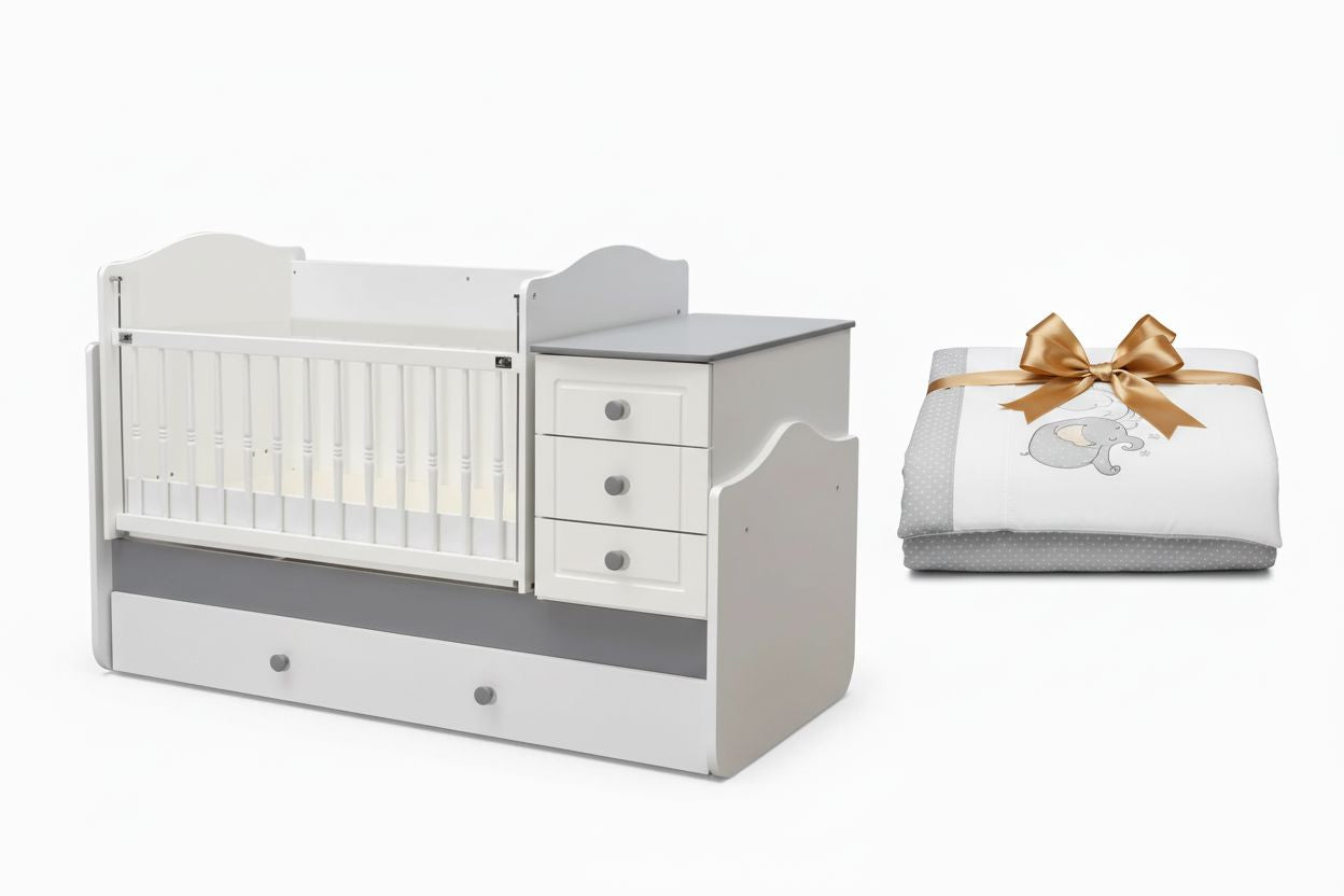 Carino Grey Convertible Cradle & Bed | MeltemKids | 0–12 Years General MELTEM SMART 