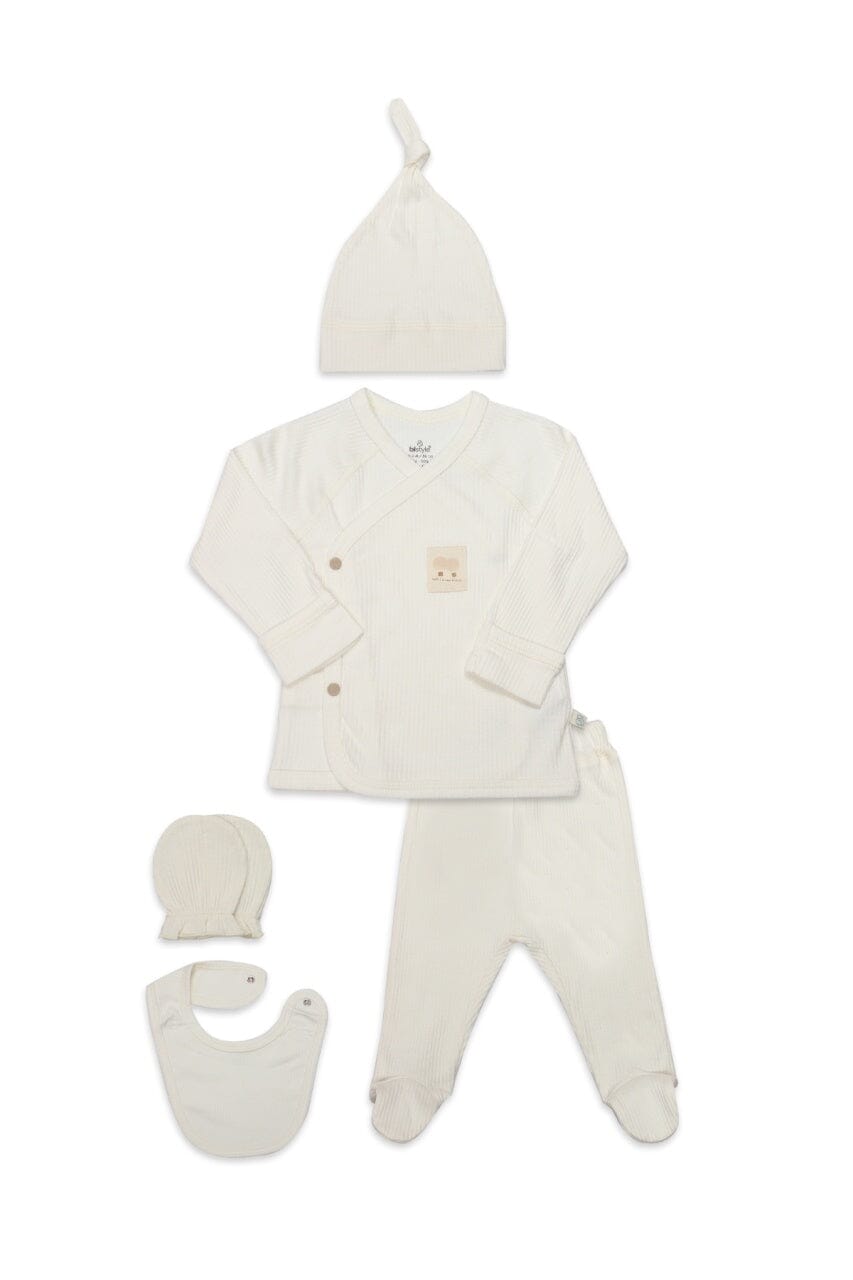 Ecru 5-Piece Newborn Baby Boy Set Bi Organic 