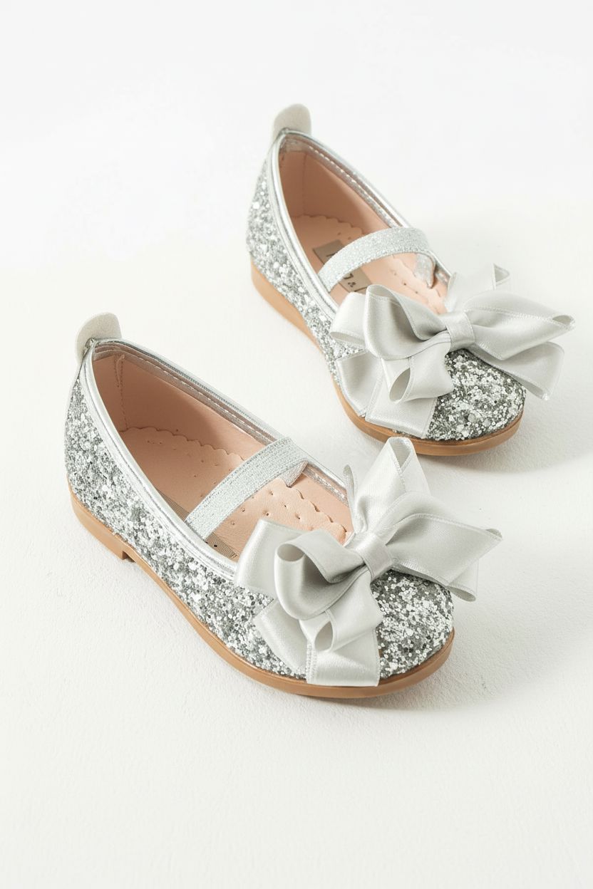 Sparkle Princess Bow Shoes - Silver SHOES Mia&Lui 