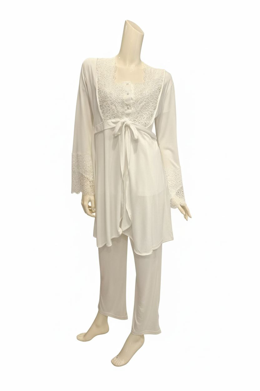 x Tie-Front Lace Maternity & Nursing Pajama Set - 3 Pieces pajama Xses 