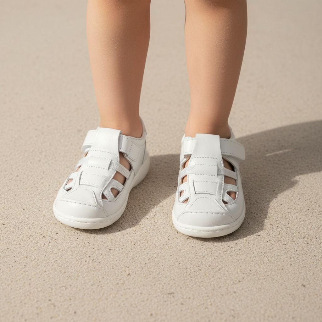 White Closed-Toe Sandals (Sizes 20-22) BABY SHOES Sasaumi Kids 