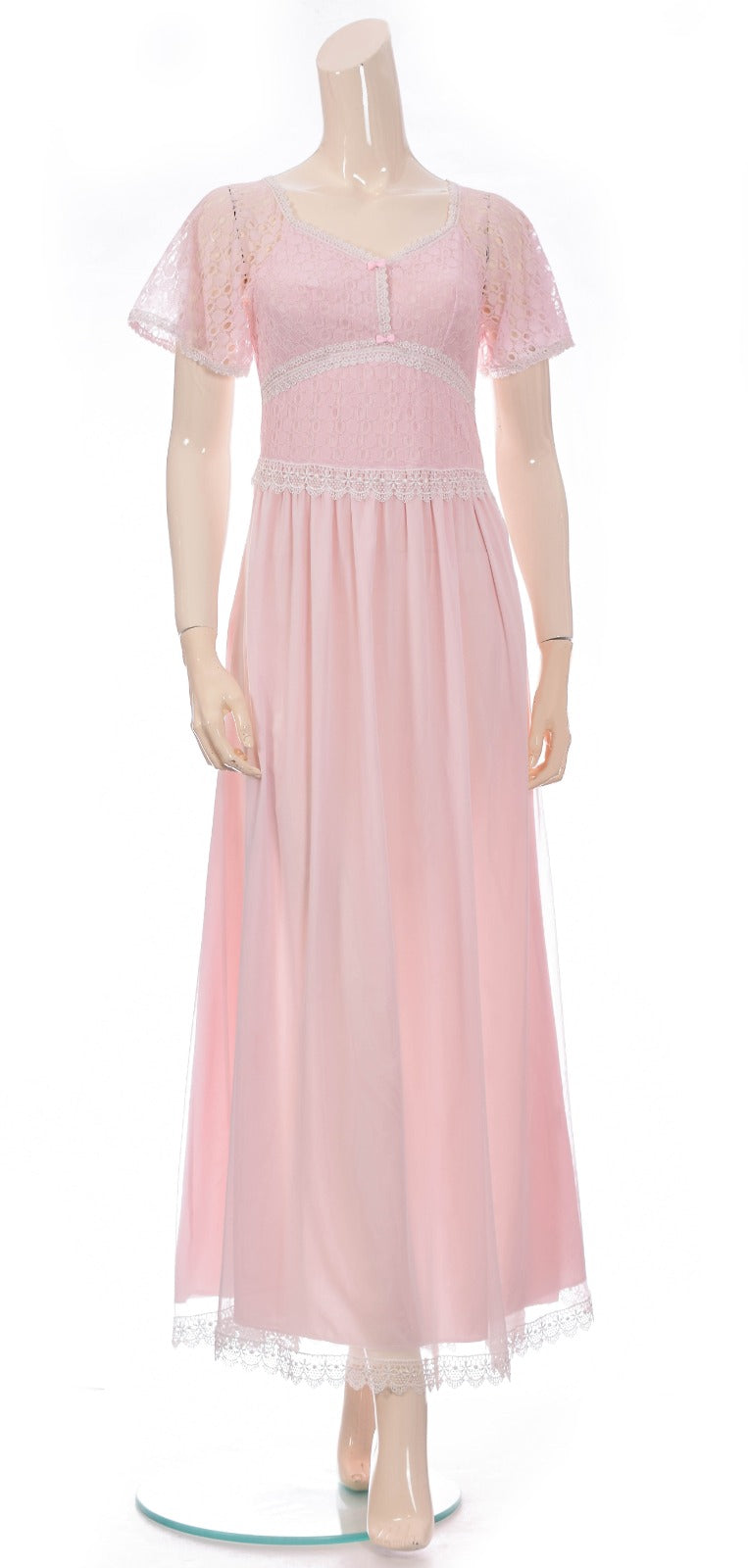 Royal Lace & Chiffon Night Dress - Light Pink Dress Coco Box 