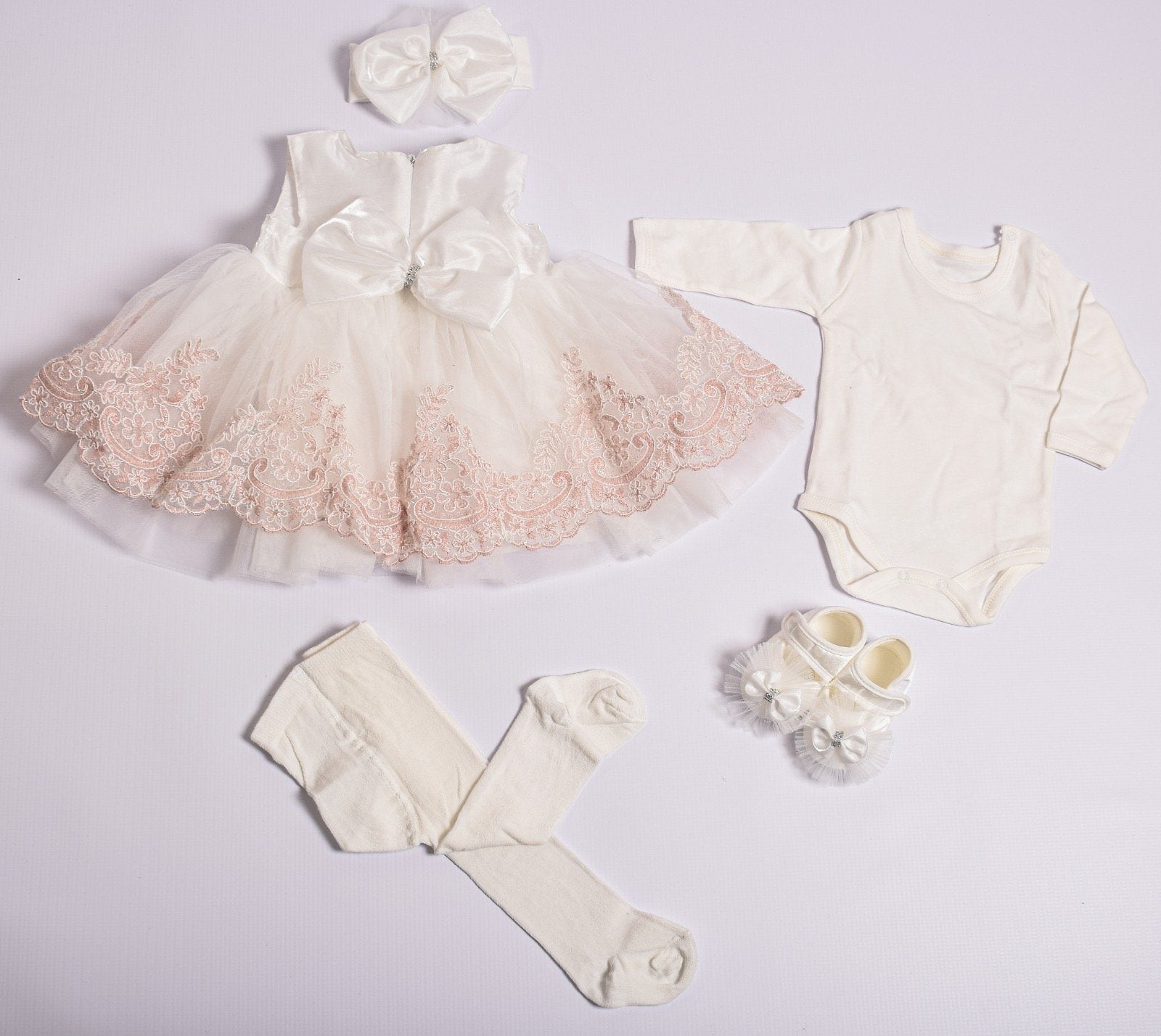 Peach Flowers 5 Piece Baby Girl Dress Set newborn Eda Baby 