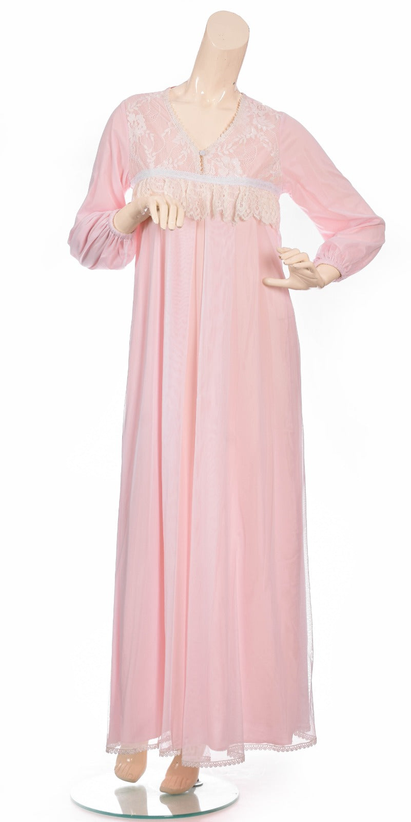 Delicate Lace & Chiffon Night Dress - Light Pink Dress Coco Box 