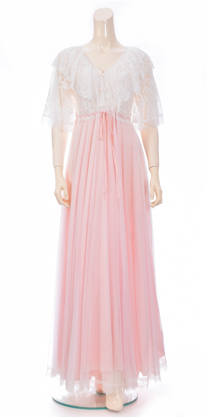 Splendid Lace & Chiffon Night Dress - Peach Dress Coco Box 