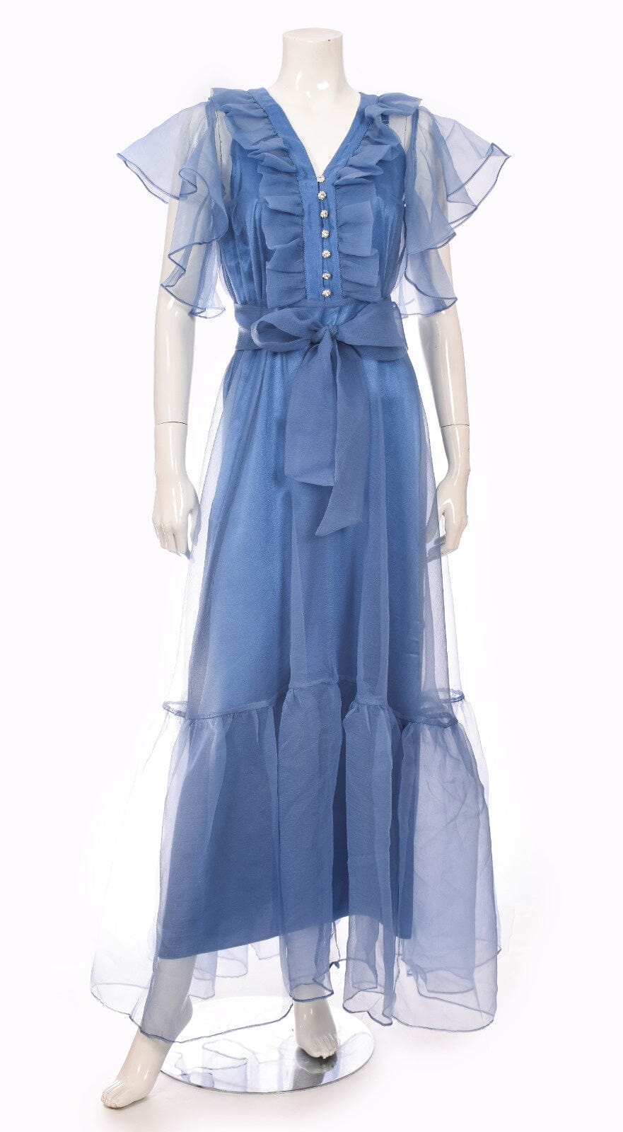 Blue Silk Linen Luxury Teen Girl Dress General Not specified 