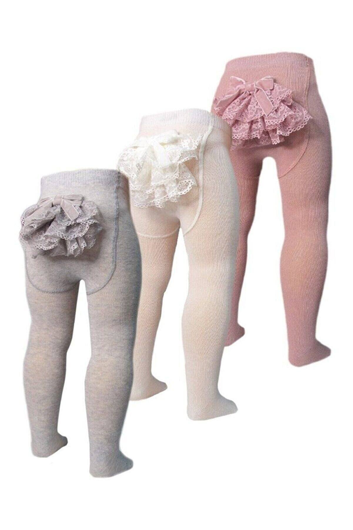 Baby Girl Bow Ruffle Tights - Turkish Cotton – Lamasat Nierah