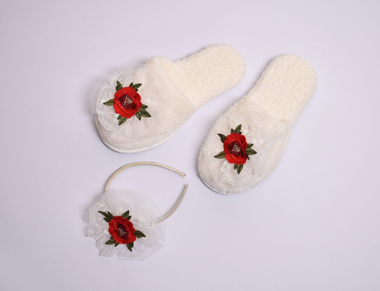 2 Piece Embroidered Rose New Mother Gift Set - Red MUMS SLIPPER Eda Baby 