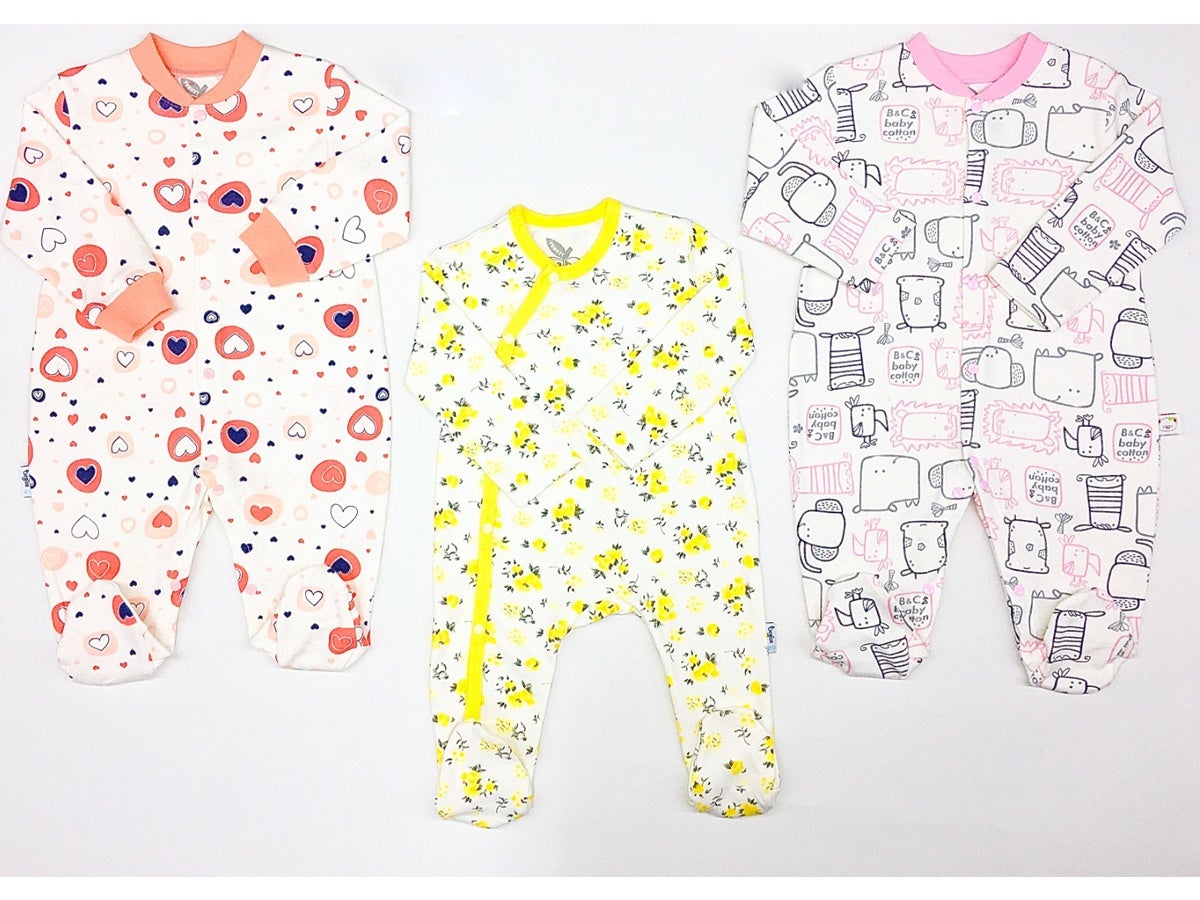 Cute Prints Baby Girl 3 Piece Sleepsuits Set General begisa 