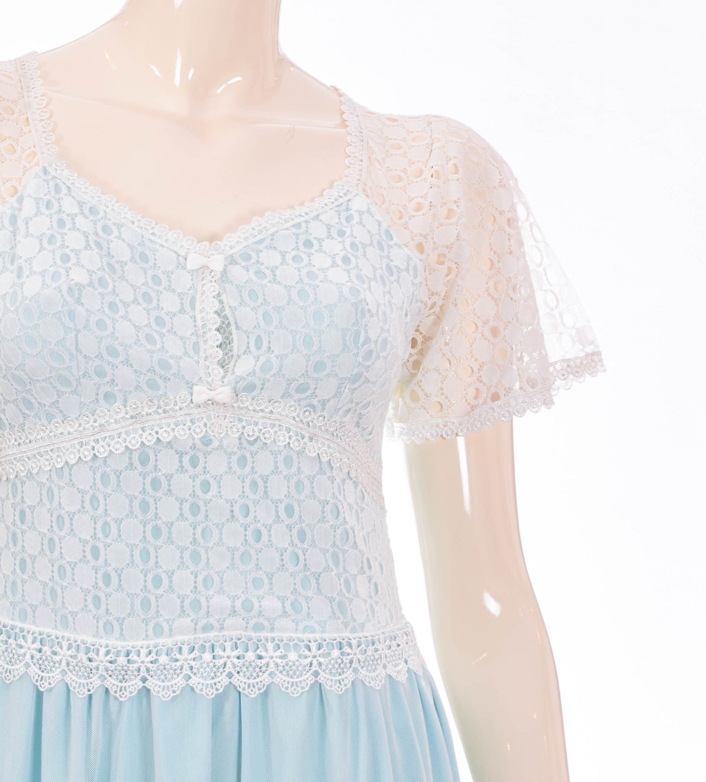 Royal Lace & Chiffon Night Dress - Mint Dress Coco Box 