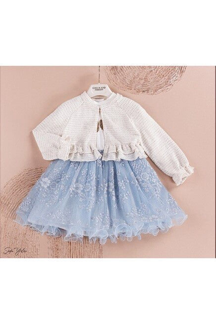 Bolerolu Love Embroidered Tulle Dress Suit-Blue General Gocoland 