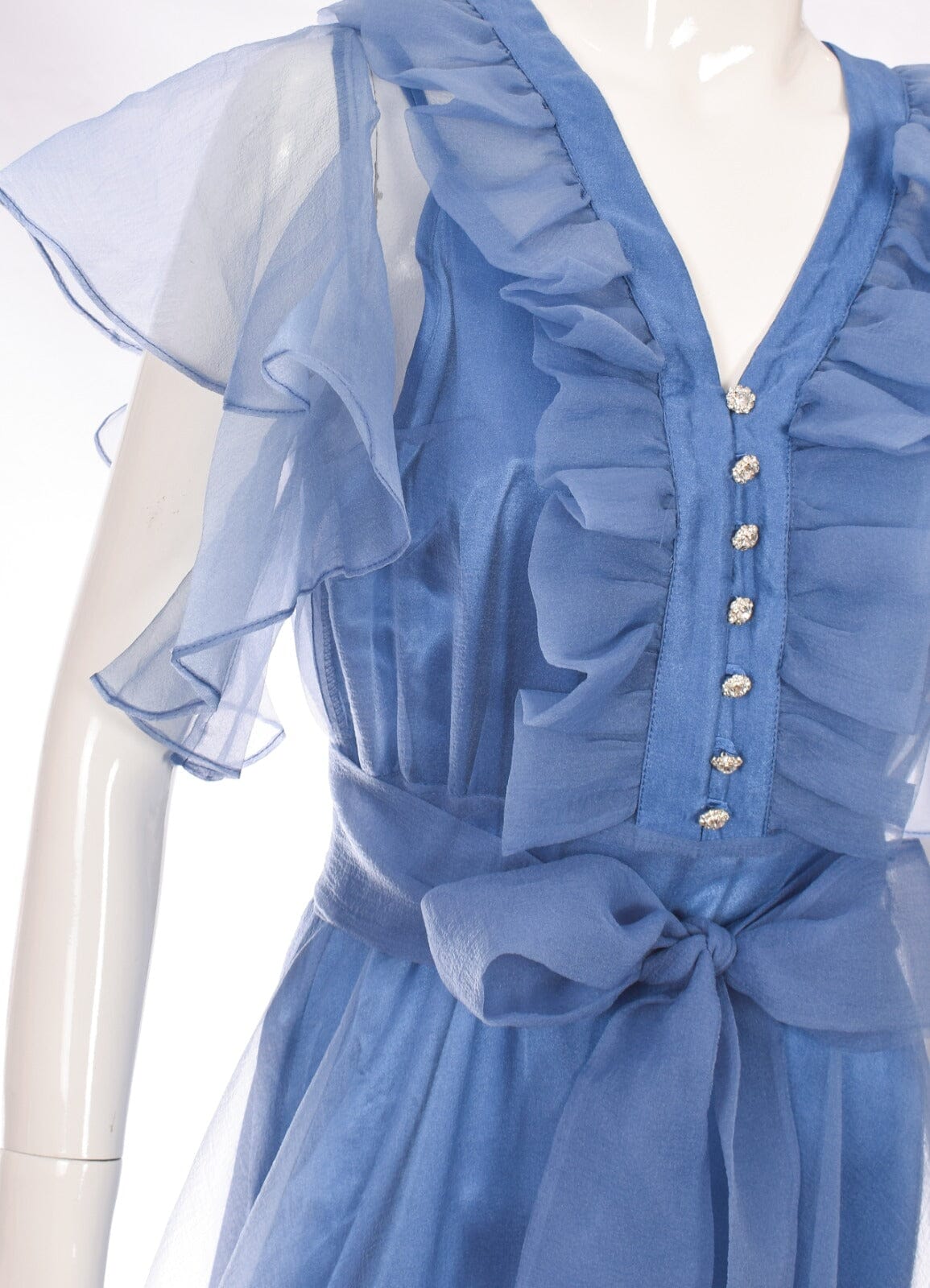 Blue Silk Linen Luxury Teen Girl Dress General Not specified 