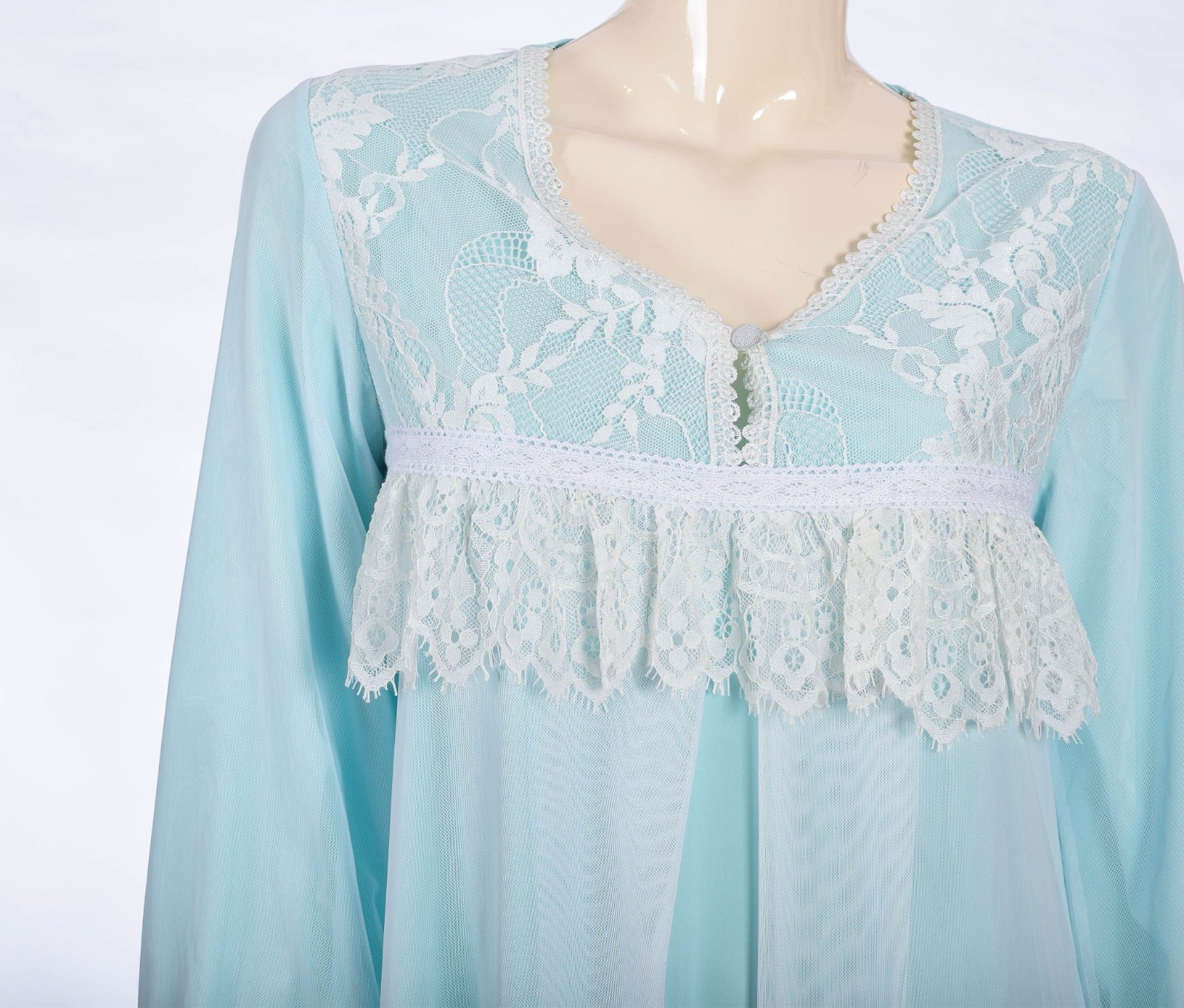 Delicate Lace & Chiffon Night Dress - Mint Dress Coco Box 