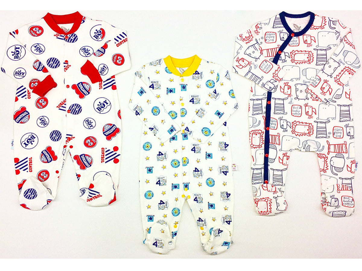 Cute Prints Baby Boy 3 Piece Sleepsuits Set Lamasat Nierah Department Store