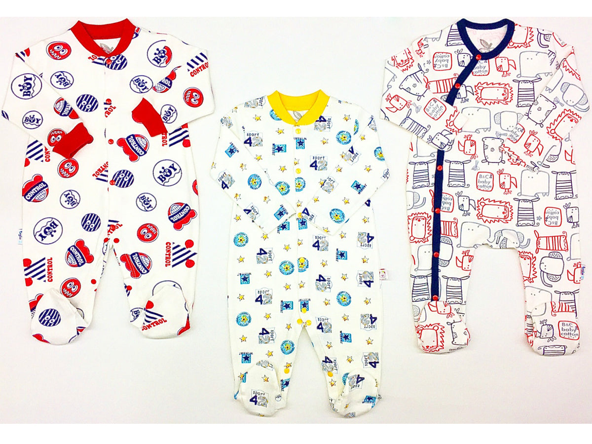 Cute Prints Baby Boy 3 Piece Sleepsuits Set General begisa 
