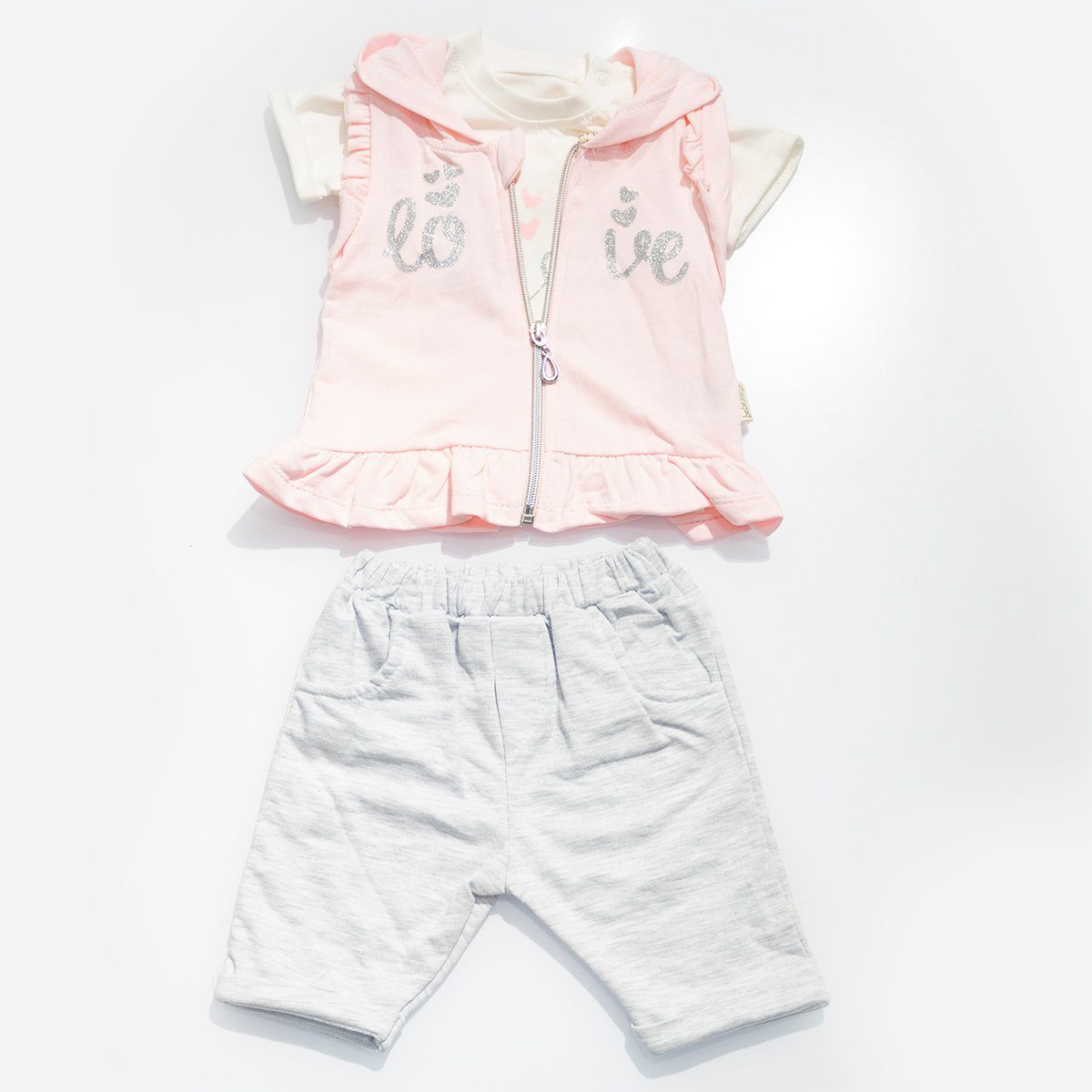 Casual Baby Girl Vest, T-Shirt & Shorts Set - Pink Casual Set BABY ZADA 