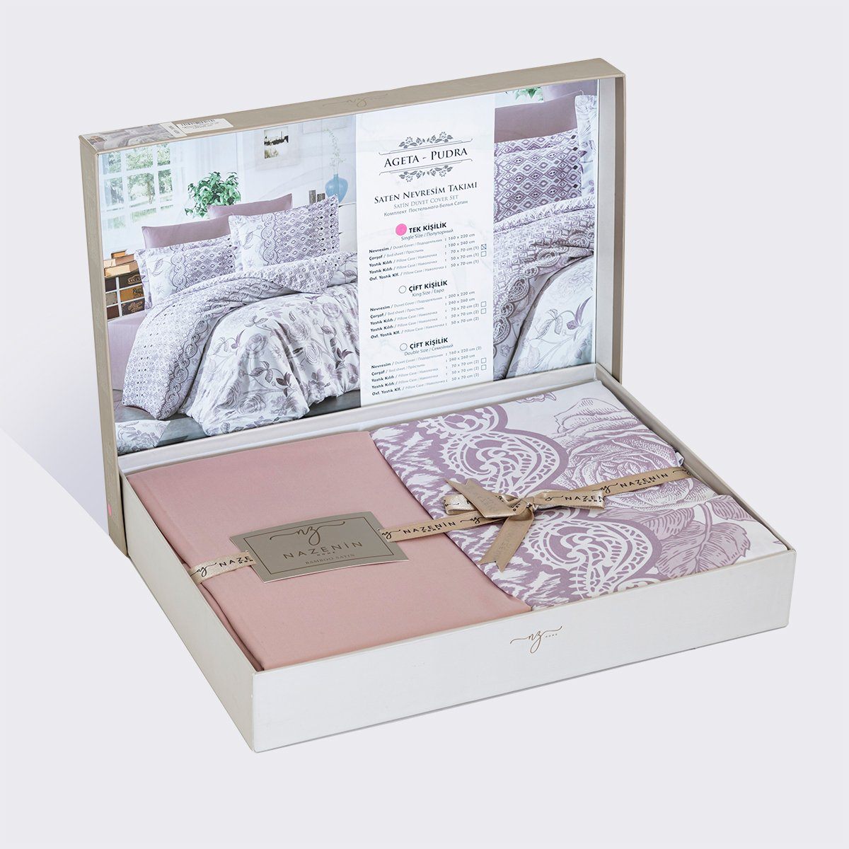 Ageta Single Size 4 Piece Duvet Cover Set - Powder Pink BEDDINGS NAZENIA HOME 