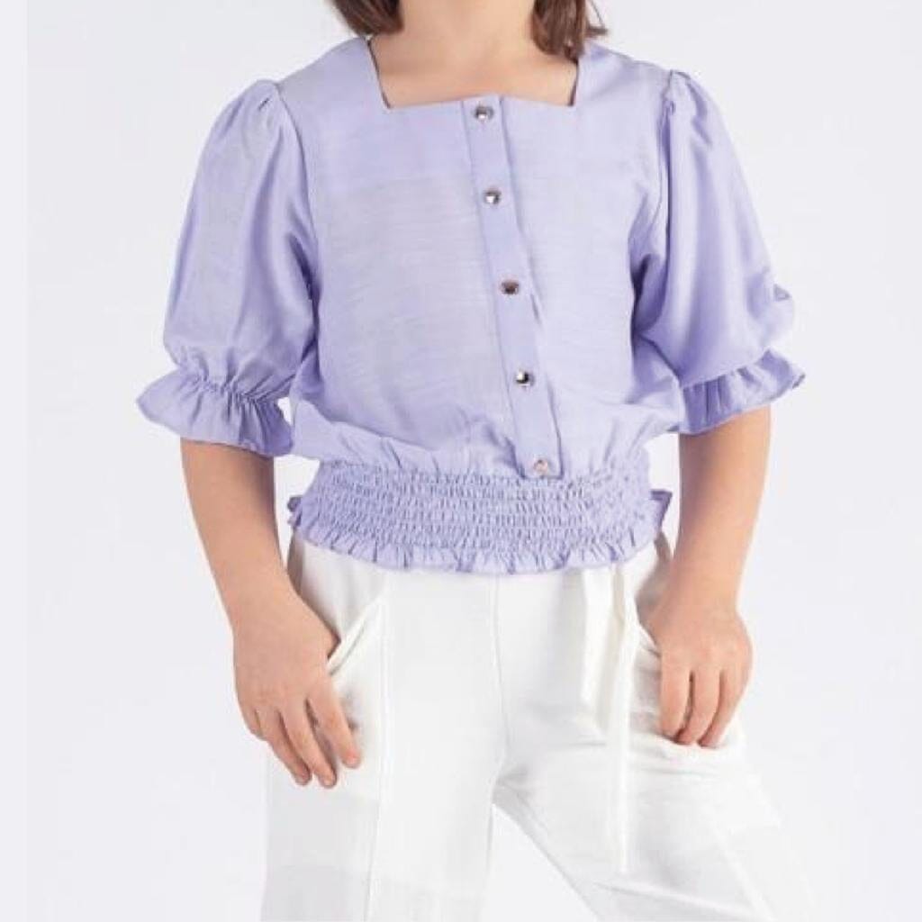 3 Quarter Sleeve Girls Blouse-Purple KIDS WEAR PAFIM 